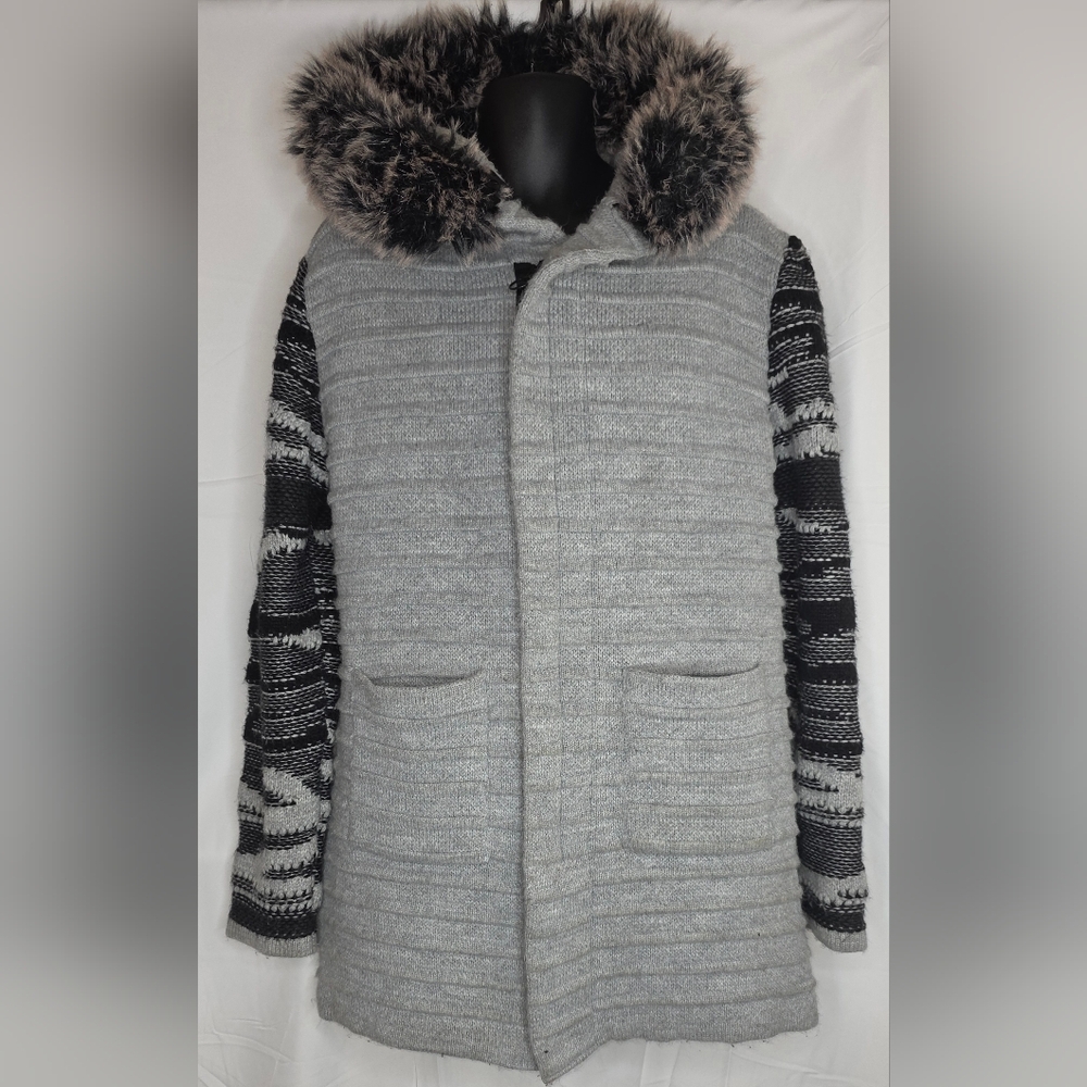 LCR Black Edition Gray Black Hooded Sweater Jacket Slim Size Large BW-3175
